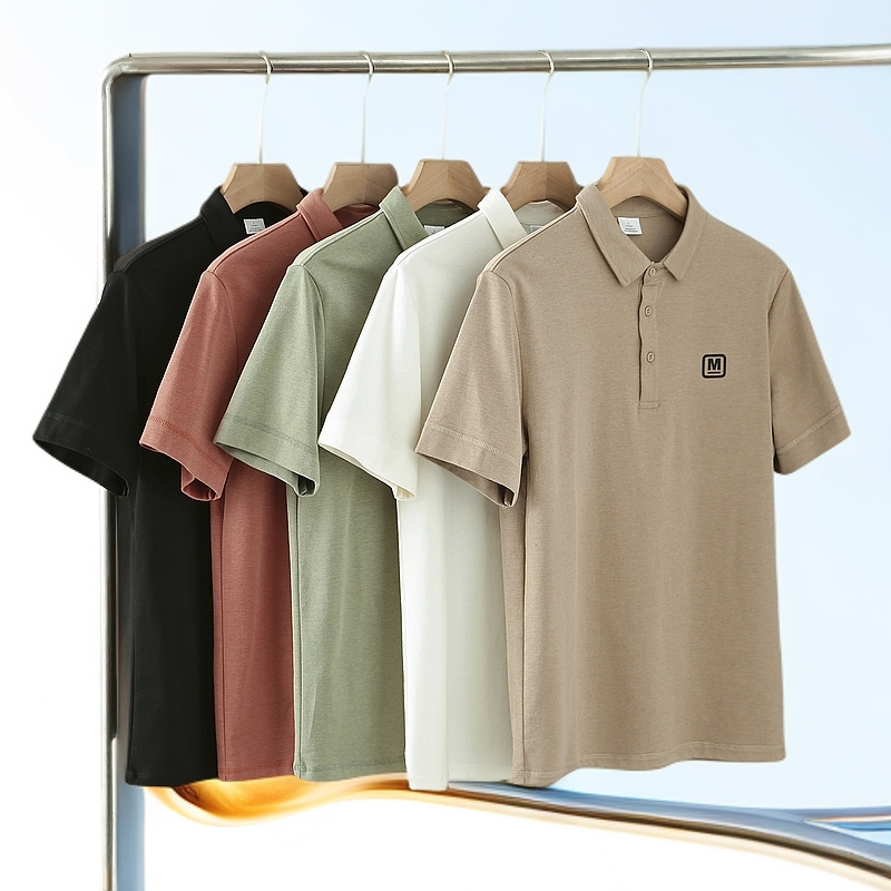 320g！3D斜纹翻领Polo衫夏季简约百搭万针刺绣潮流带领T恤男士