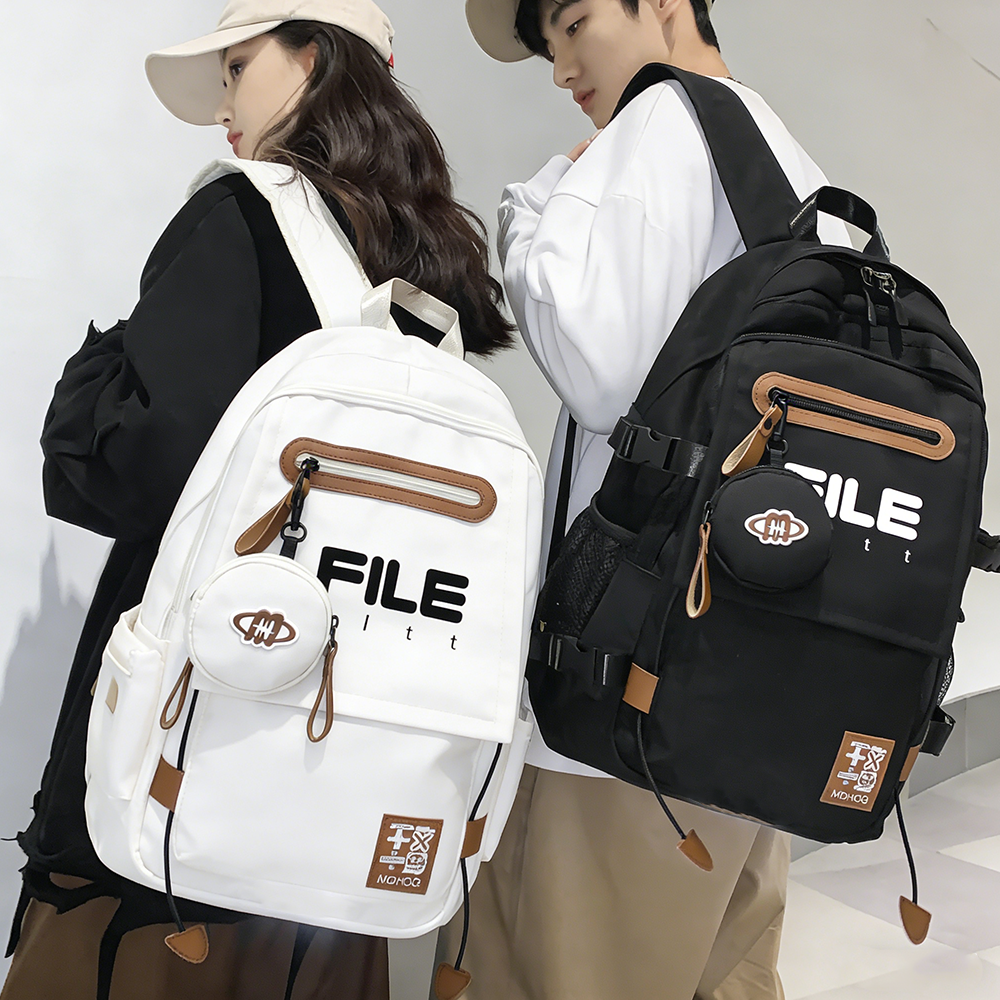 File Pltt书包初中韩版大容量高中学生背包2025新款双肩包w