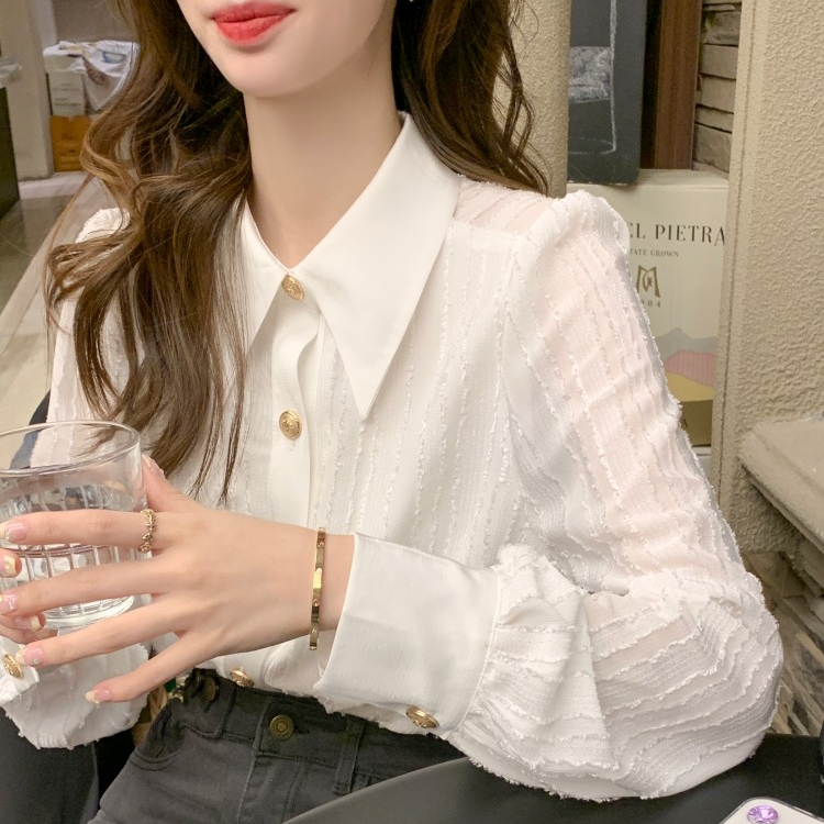 春秋新款2025年设计感百搭气质上衣气质加绒翻领长袖衬衫女秋冬装