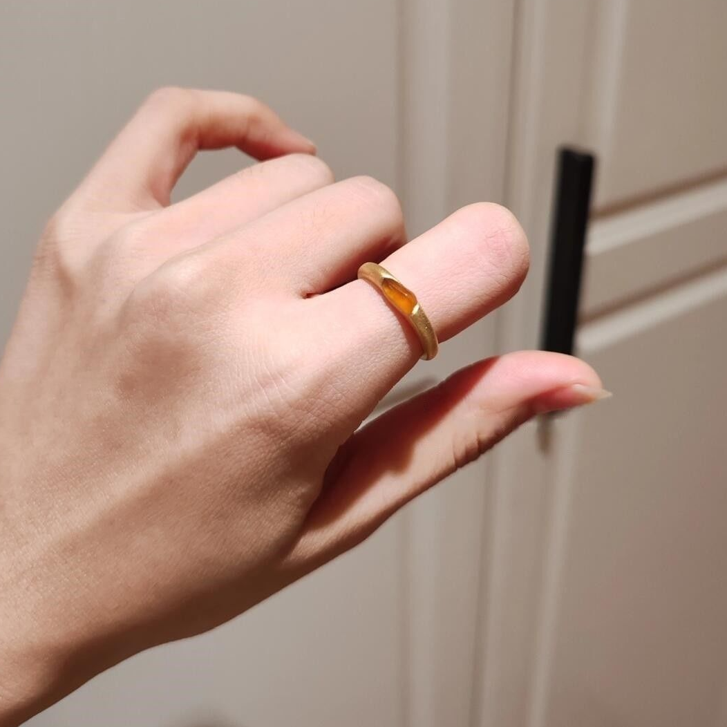 铜合金戒指 简约蛋面财不可挡戒指女款小众转运镶嵌ins指环七夕礼