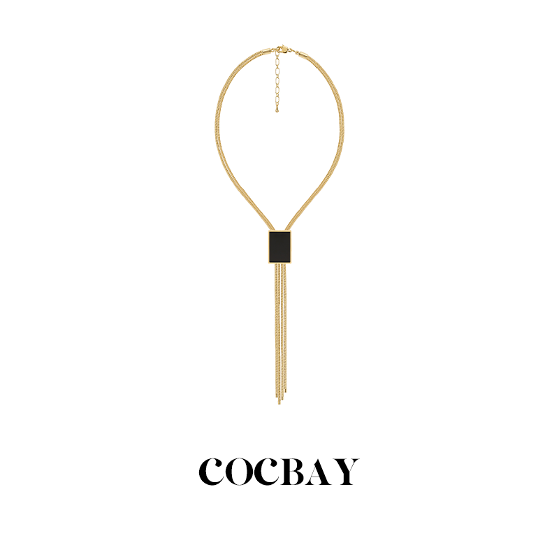 铜合金珐琅项链 COCBAY-铜合金方牌锁骨长链