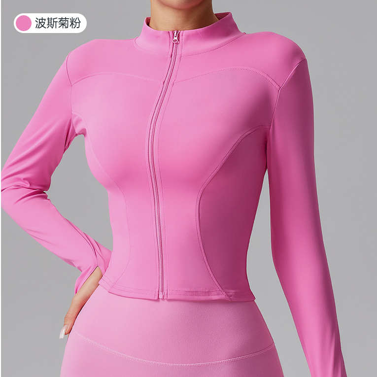 2025秋冬新款运动外套修身女拉链开衫瑜伽上衣跑步训练速干健身服