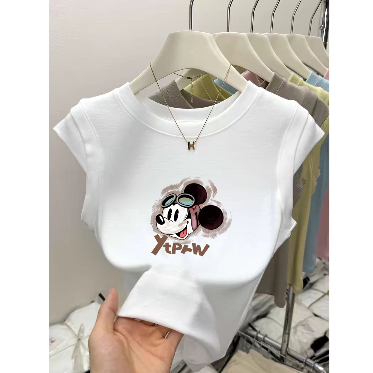 夏季飞飞袖设计感修身欧货时尚无袖洋气白色圆领小众t恤女上衣ins