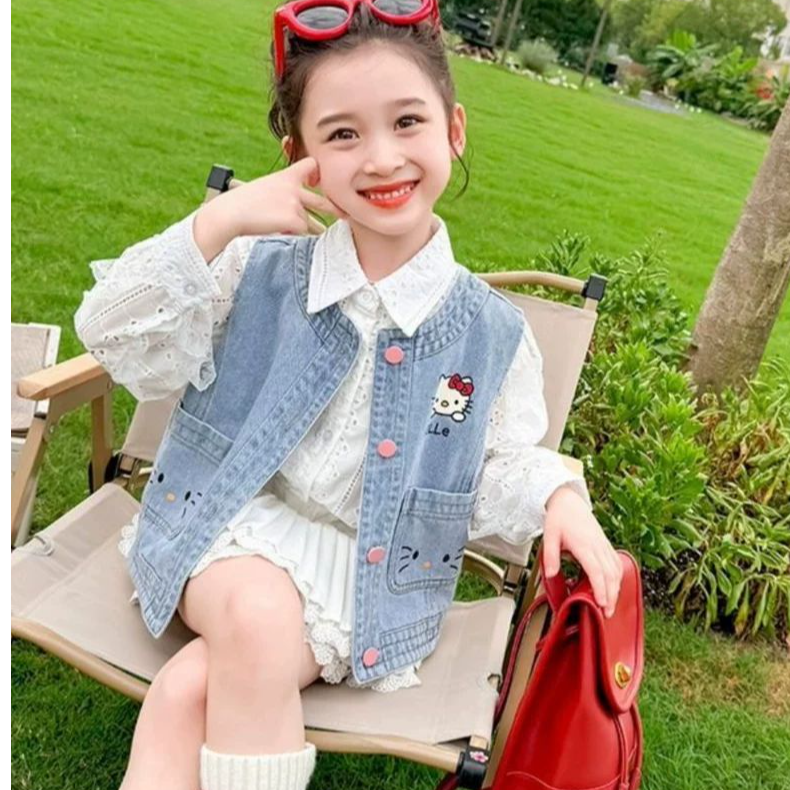 女童牛仔马甲春秋款2025新款女宝宝洋气外穿秋季背心儿童秋装马夹