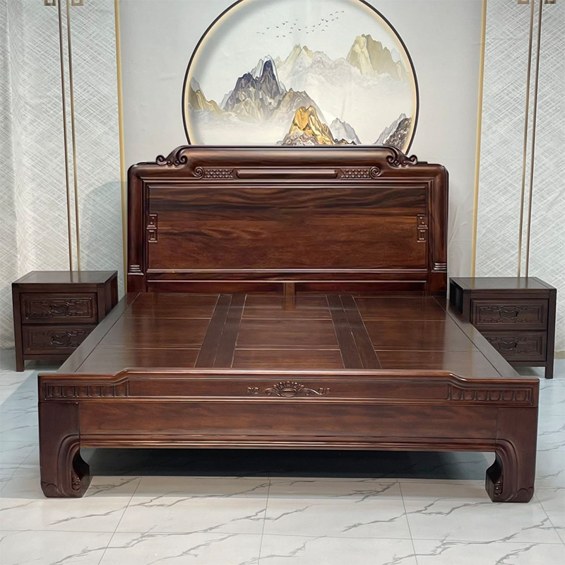 【B1】全榫卯结构北美黑胡桃木实木床1.8米1.5米双人床老虎脚木好看