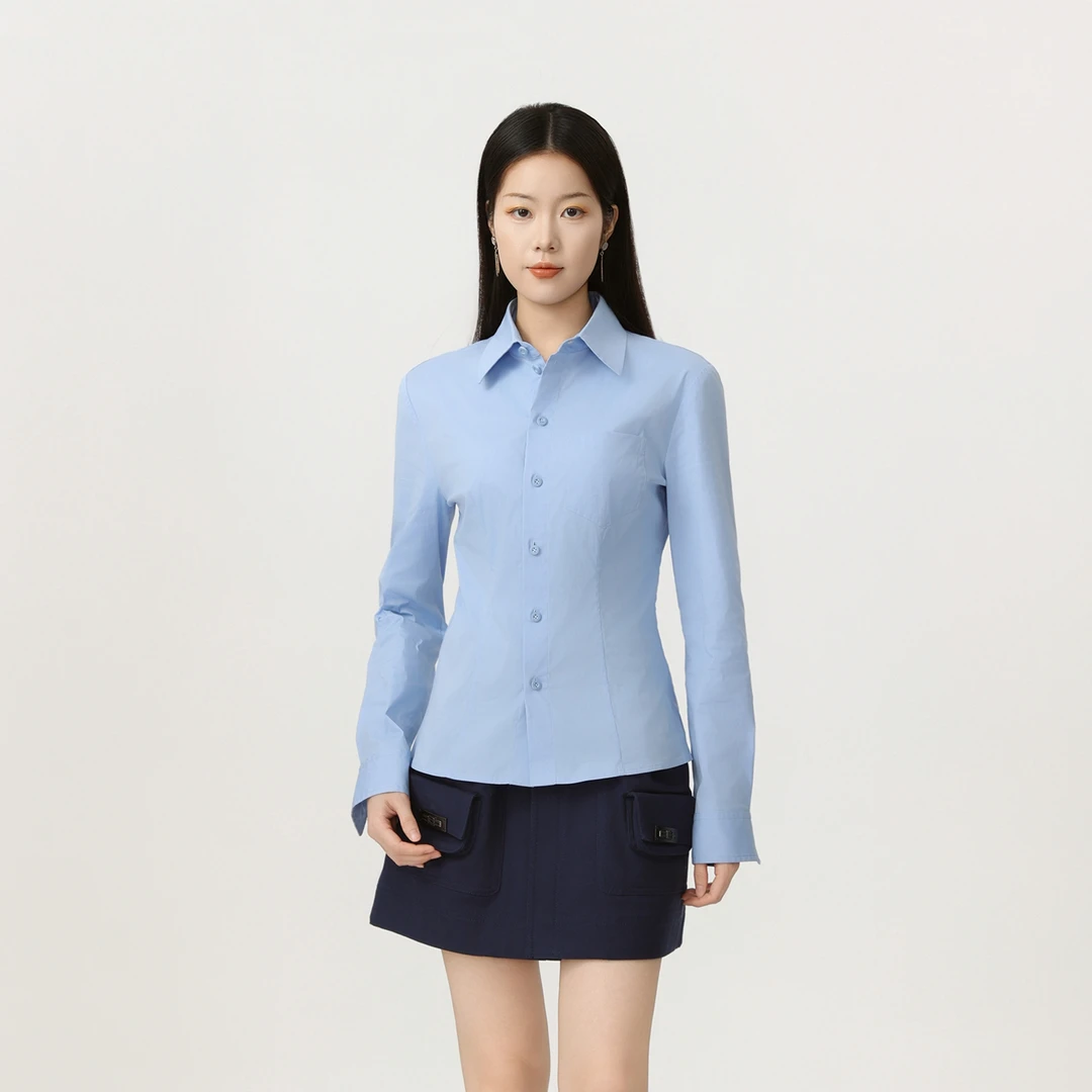 AMASS/阿玛施舒适百搭衬衣时尚极简风休闲衬衫外套女530022