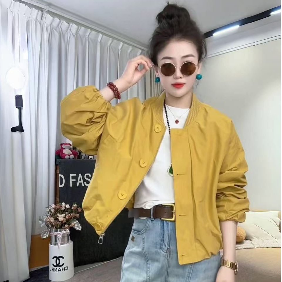 韩系简约立领单排扣棒球服外套女2025春季新款宽松显瘦百搭上衣潮