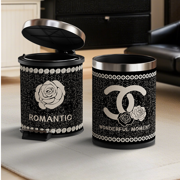 法式轻奢家用垃圾桶2025新款小香风客厅高颜值高档酒店大容量带盖