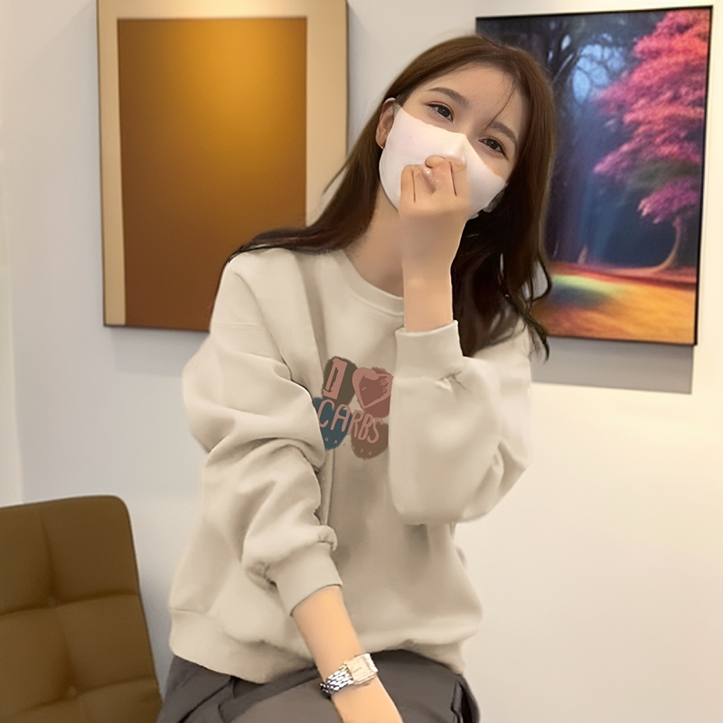 山东即墨加绒卫衣女打底衫2025新款时尚宽松百搭圆领长袖上衣外套