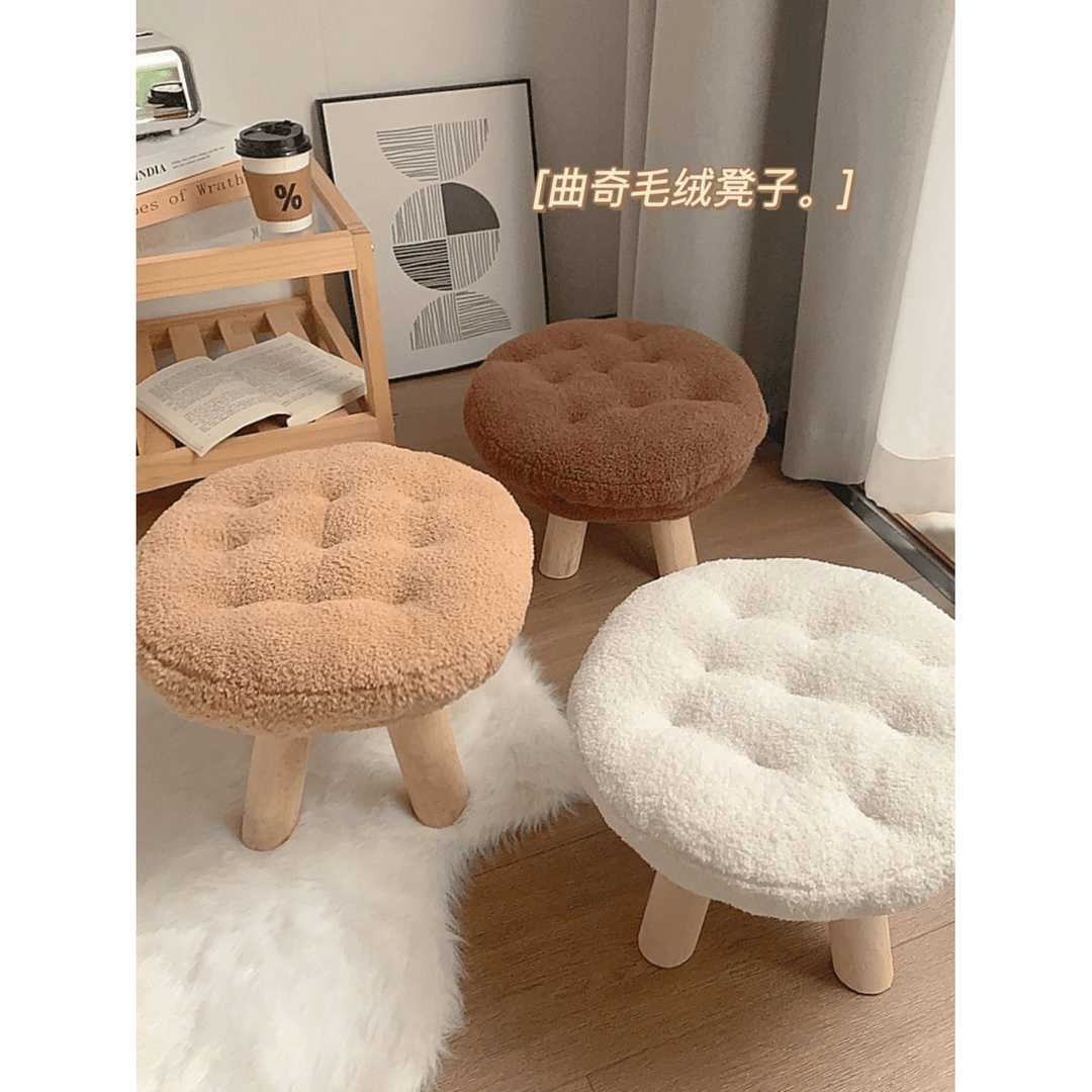 曲奇饼干小凳子矮凳子软坐超矮椅子少女心卧室儿童换鞋家用圆板凳