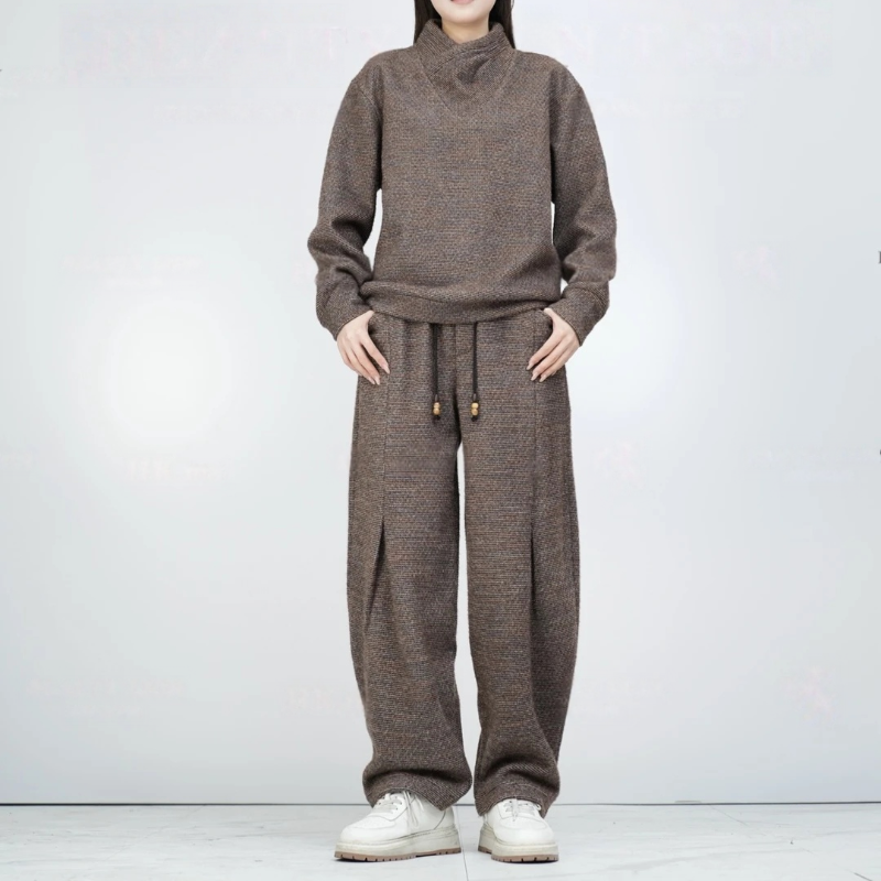 美式潮牌时尚冬季不规则领口高级感设计休闲加厚加绒百搭男士套装