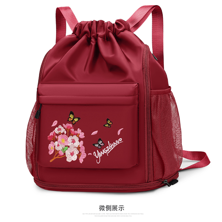 刺绣防脏双肩做旧简约风双肩包韩式抽带兔子双根水洗