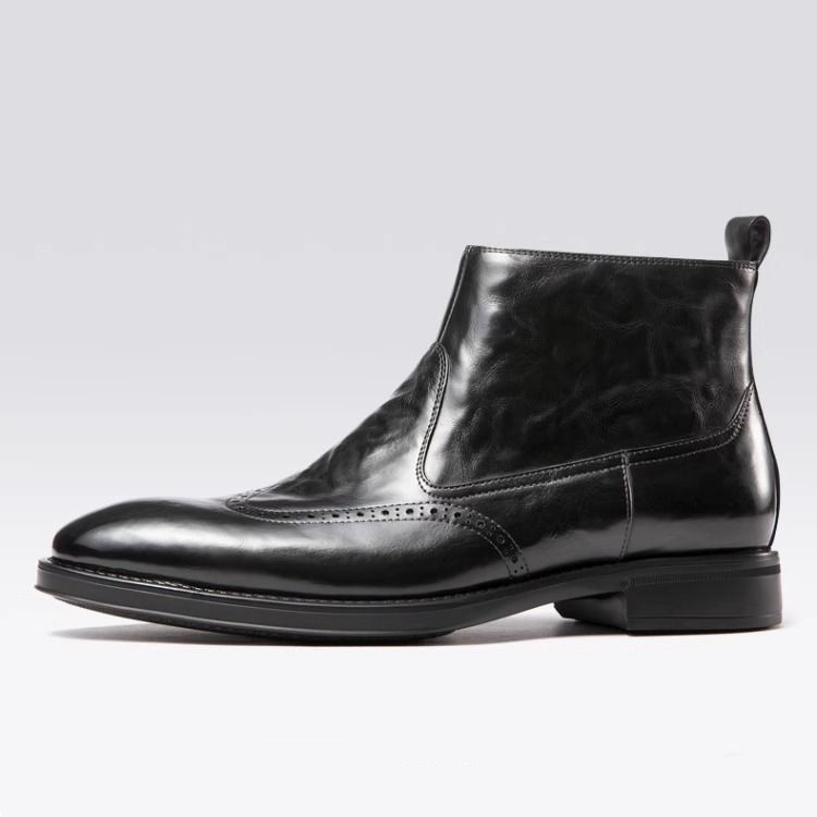 纯色保暖侧拉链高帮套筒切尔西靴秋冬秋季潮流冬季