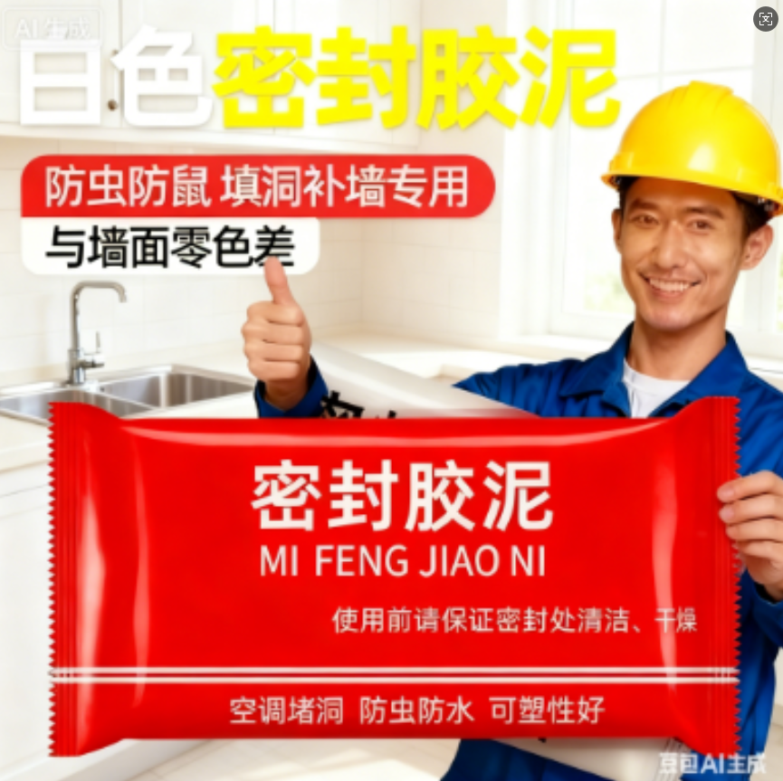 【拍一发20】发泡胶填充剂空调孔密封胶泥白色密封泥堵洞空调堵洞泥