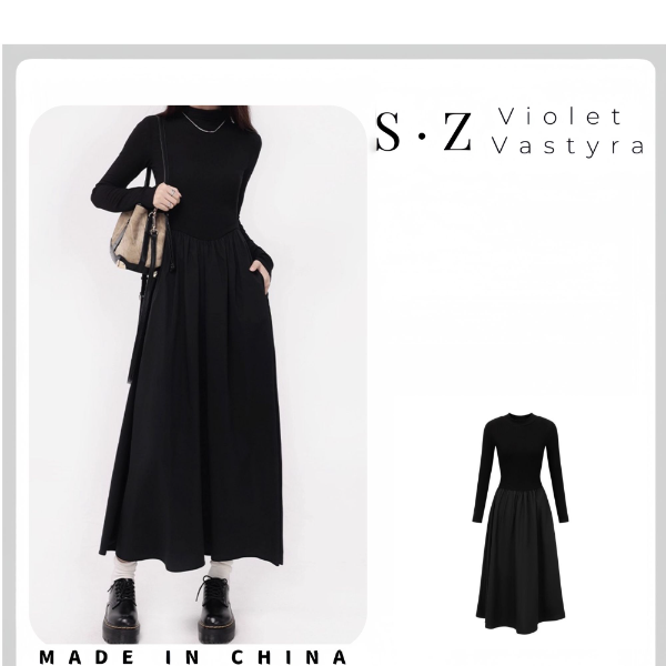 半高领赫本风显瘦长裙内搭打底法式法式赫本风内搭CQQD005