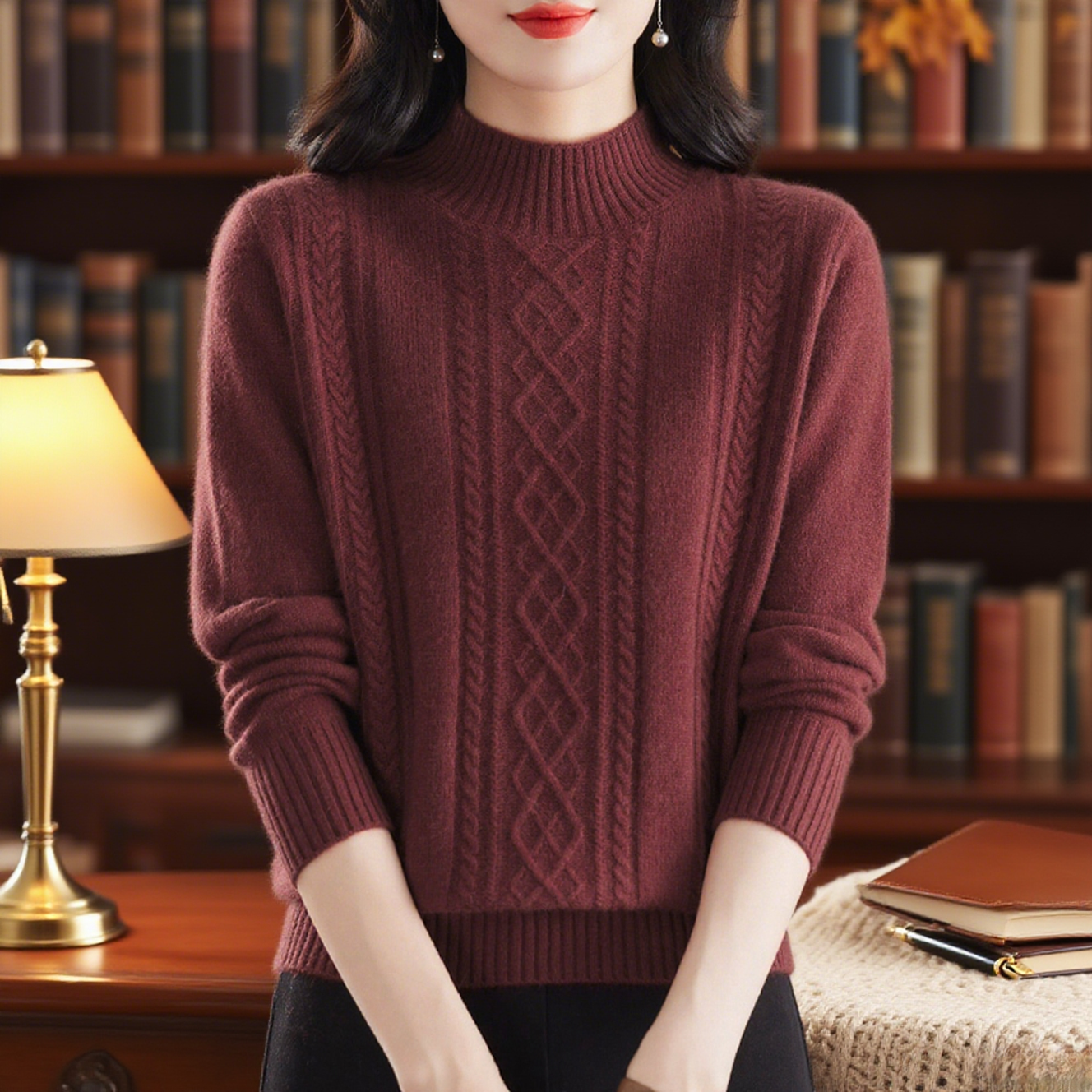 双股加厚半高领羊毛衫女秋冬2025新款妈妈装毛衣打底衫专柜正品