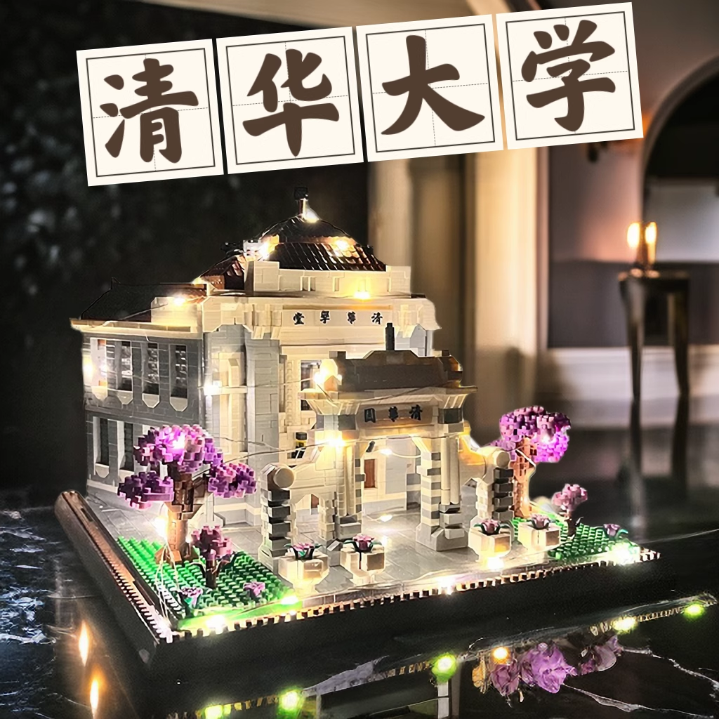 高考四大名校清华园大学成年人高难度积木建筑十级难度积木玩具