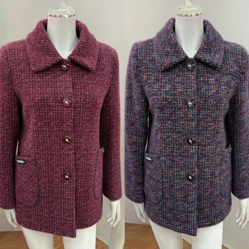 中老年貂绒翻领长袖加衬里质量好面料密度高时尚妈妈外套