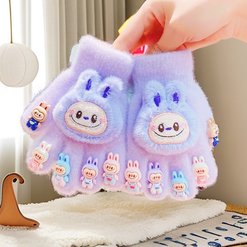 拉布布儿童手套秋冬2025新款小宝宝五指套男女童冬季防寒保暖专用