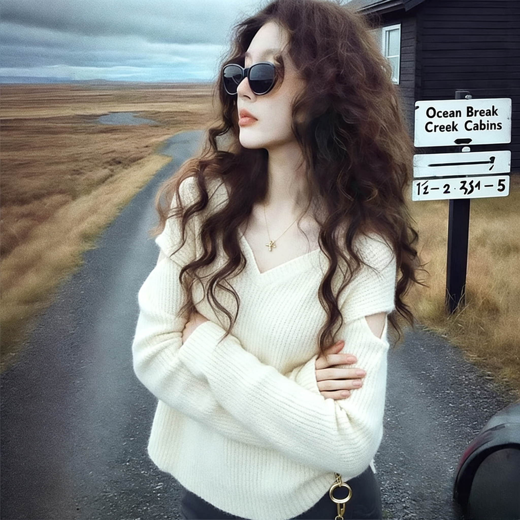 冬季韩里韩气穿搭轻奢高级感巨好看洋气减龄小众不撞款黑色针织衫