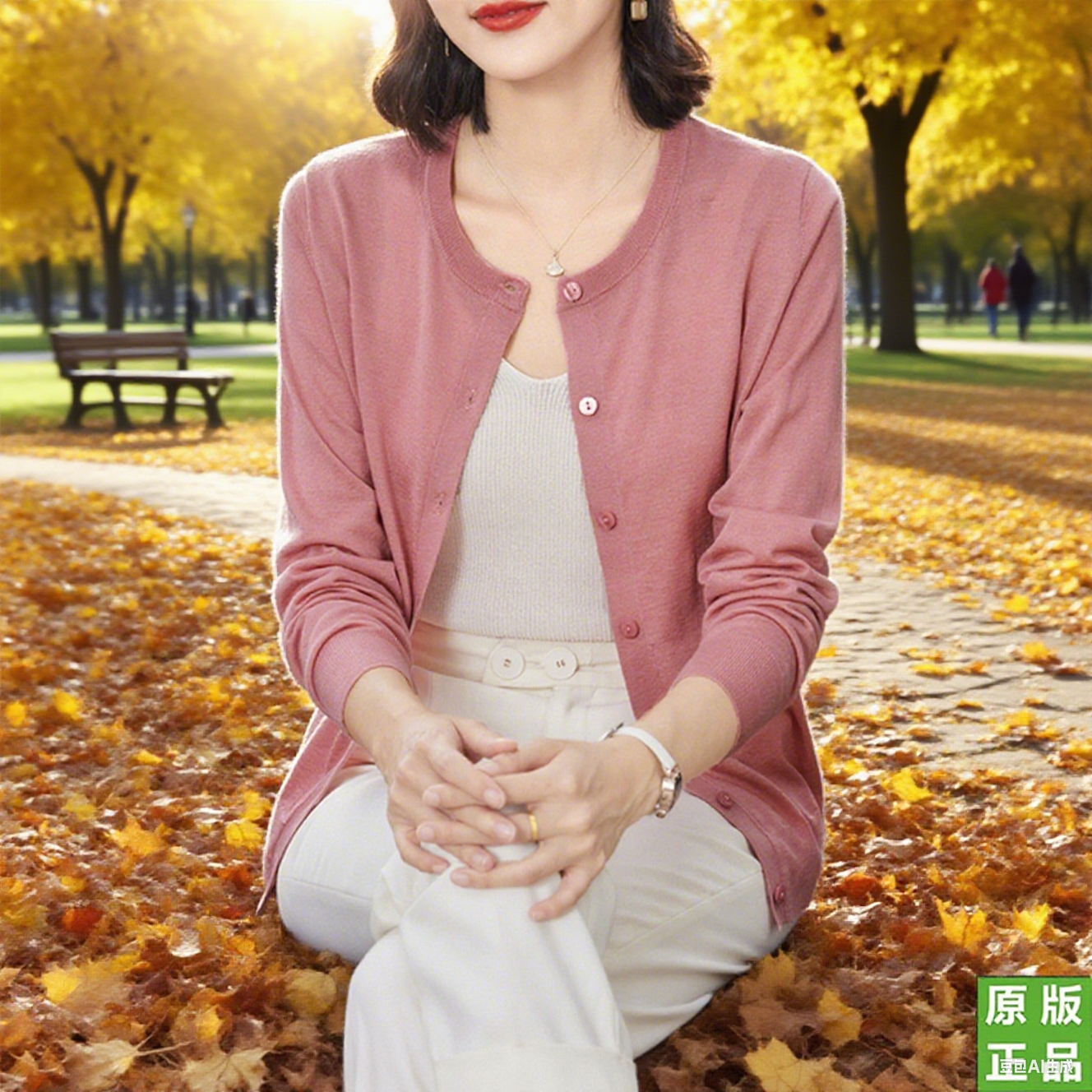 鄂尔多斯市早秋爆款圆领羊毛衫开衫女薄款外搭短款外套针织妈妈