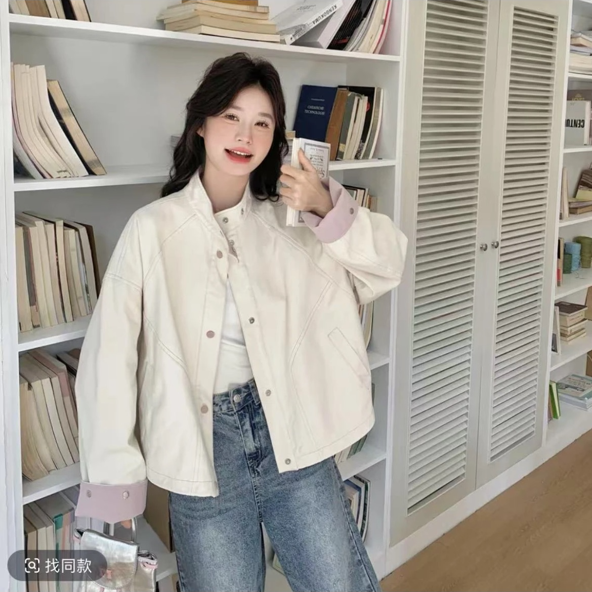 2025新款韩系高级感立领夹克外套女春秋装宽松休闲短款超火上衣女