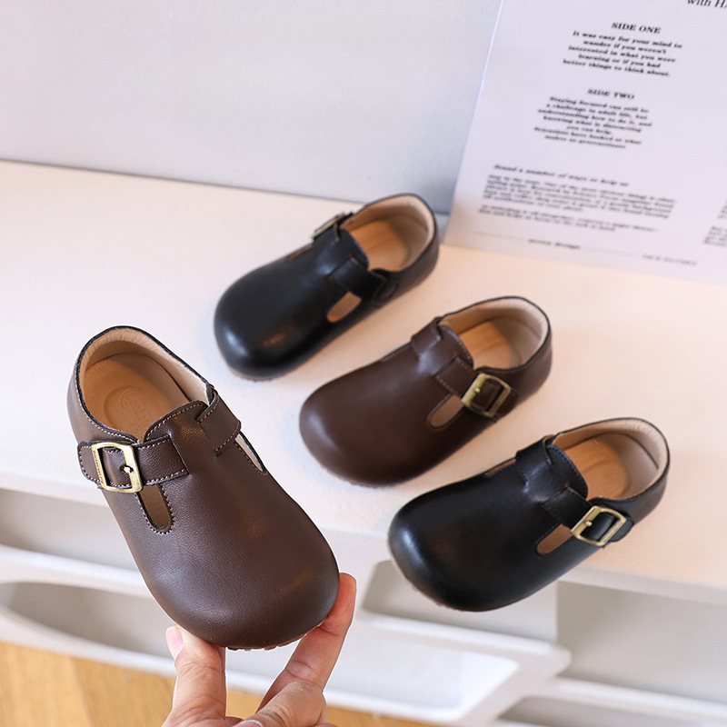 TAT真皮儿童勃肯鞋复古男女童春款单鞋韩版英伦风宝宝休闲软底