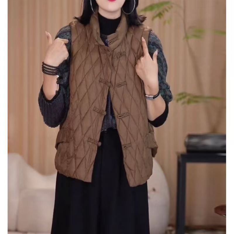 【爆品推荐】中国风秋冬新款保暖棉马夹手工盘扣时尚潮流外穿马甲
