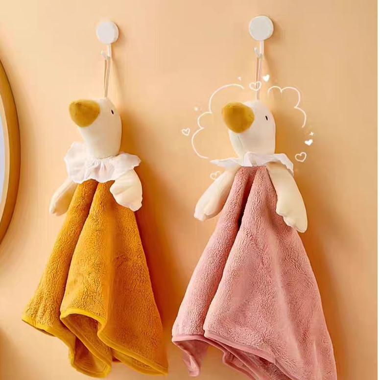 可挂式可爱不掉毛吸水速干加大厚擦手巾珊瑚绒厨房卫生间适用可爱