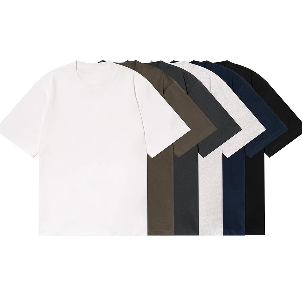 NO LOGO夏季索罗娜250g小领口重磅BOXY纯色基础休闲短袖打底衫男