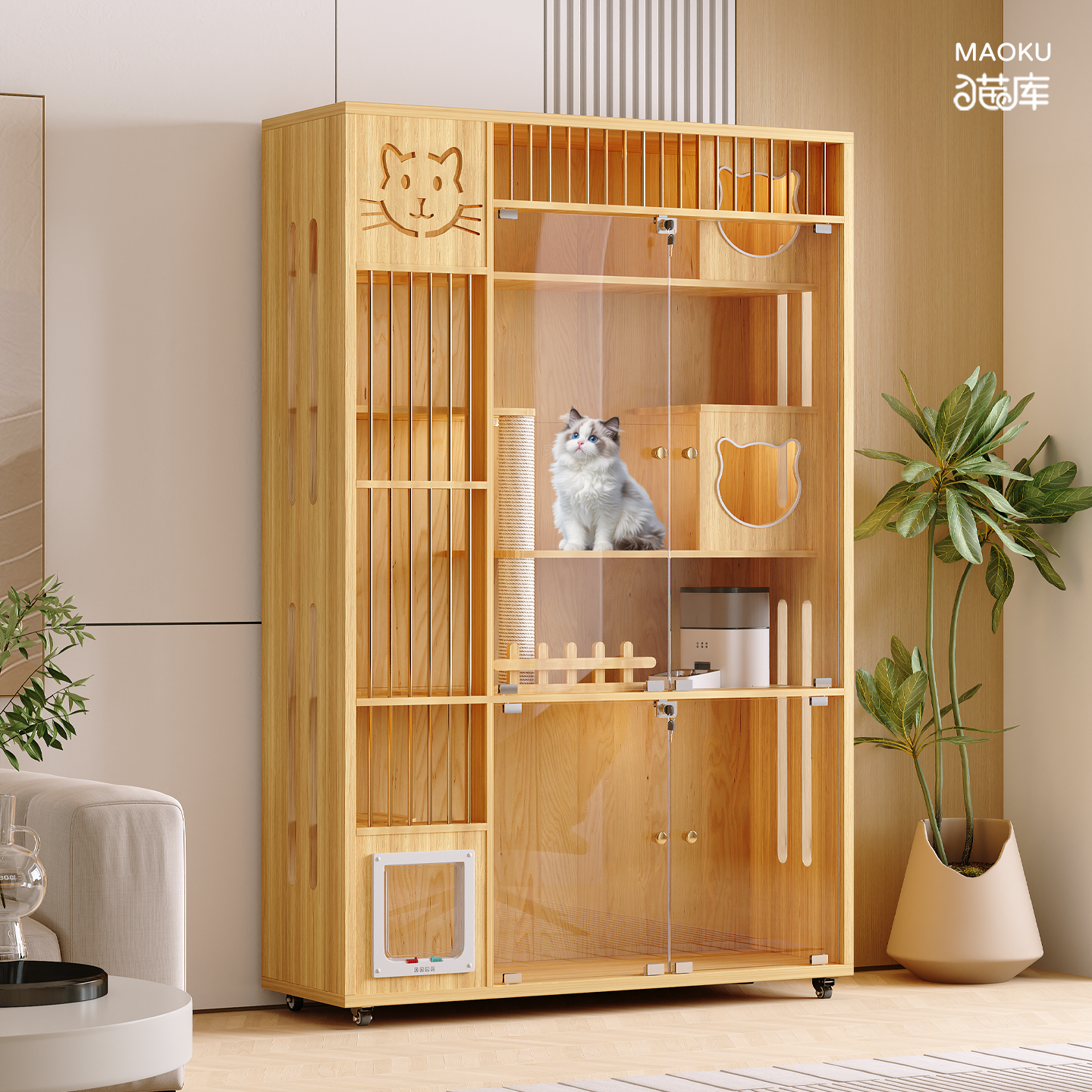 实木猫别墅家用室内猫窝猫柜猫屋豪华猫笼子猫舍不占地豪华大空间