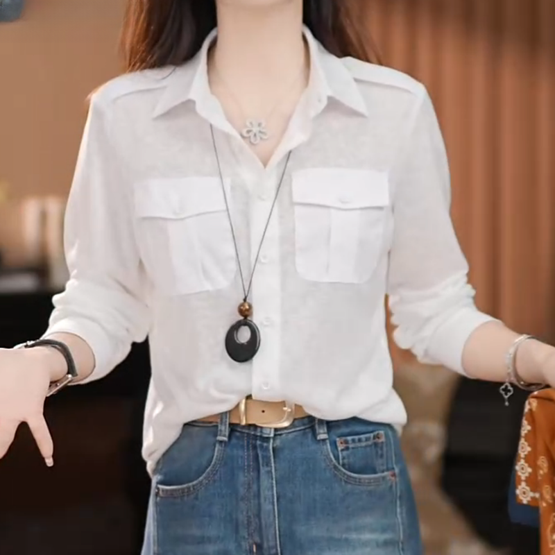 【日落晚墨】2025新款夏季正肩百搭衬衫轻奢时尚休闲T恤LK2505415