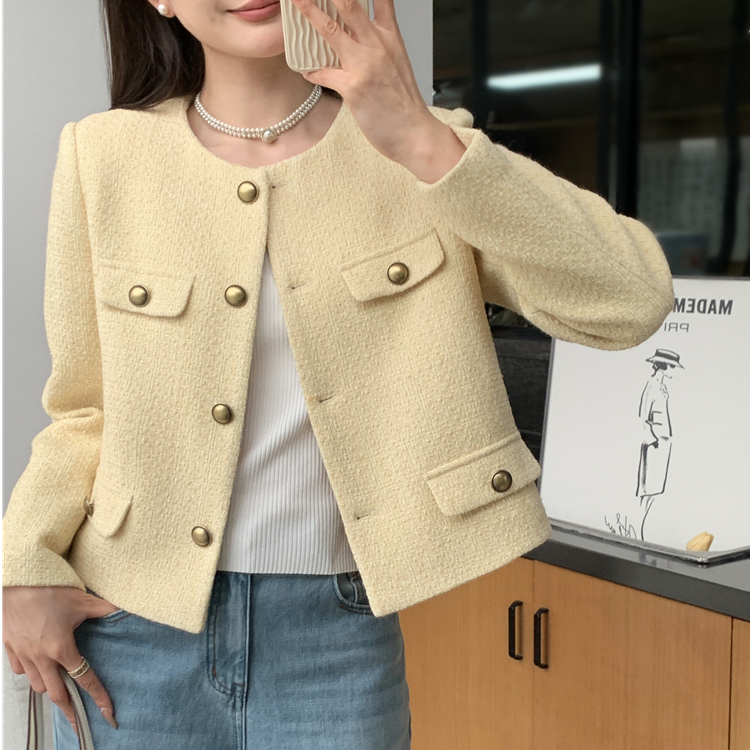 黄色短款小香风外套女2025年春季新款高级感宽松百搭上衣夹克