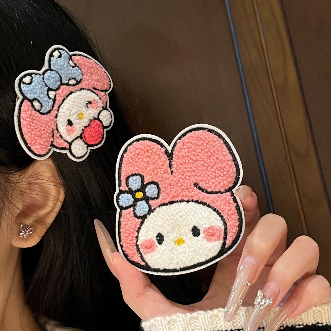 可爱卡通美乐蒂刘海贴碎发整理神器短发毛发魔术贴少女无痕发饰