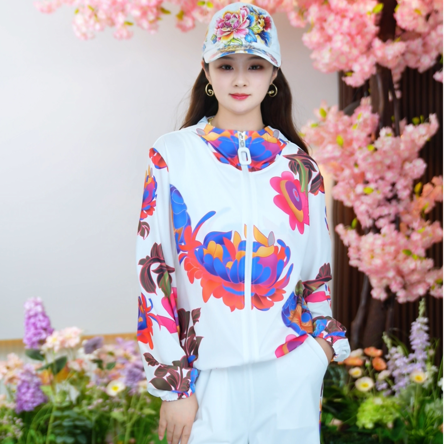 【GY】爆款花开富贵长袖洋气减龄轻奢休闲女运动夏套装2527062