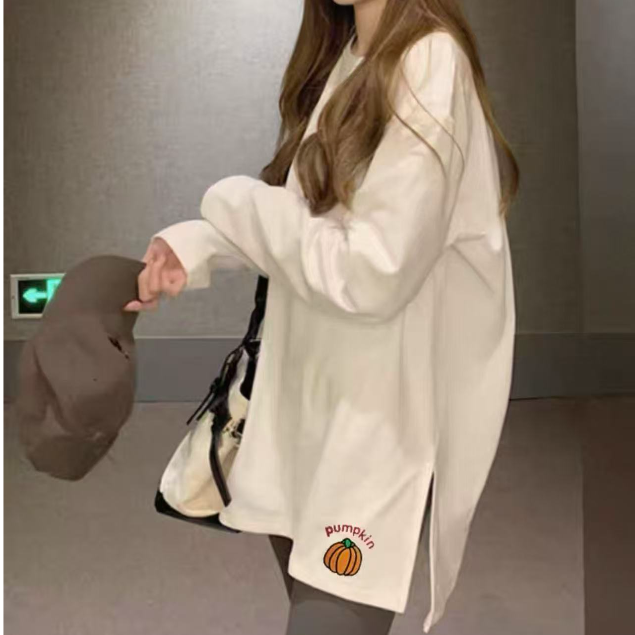 休闲开叉加大码特体300斤可穿拉绒搭芭比裤打底大衫长款打底T桖