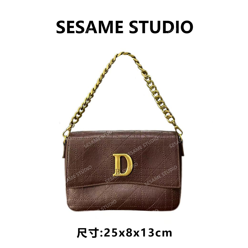 【芝麻集】SD-5828-复古咖休闲时尚百搭腋下女包