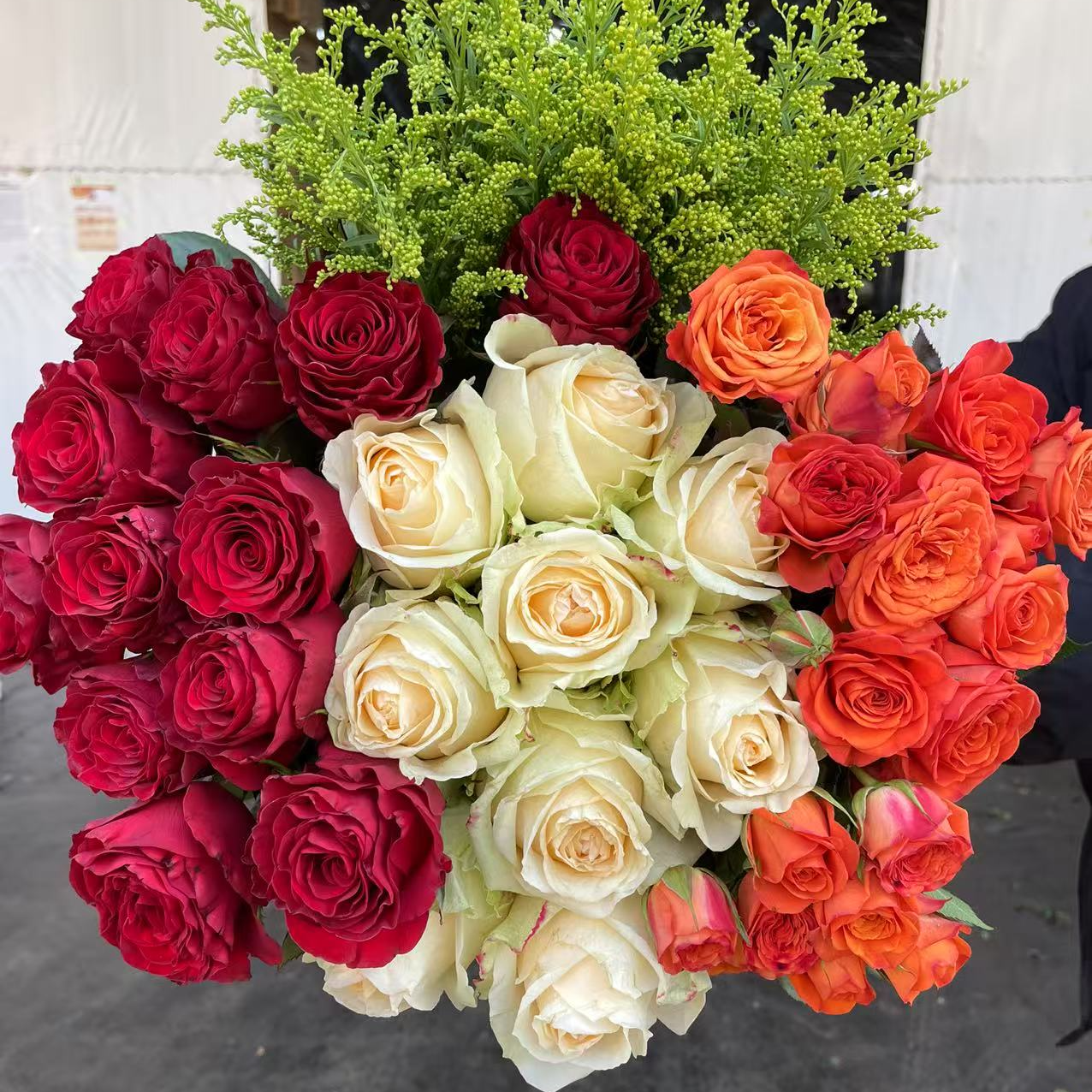 【红玫瑰组合】红玫瑰5枝+香槟玫瑰5枝+橙芭比2-3枝+配草5枝   鲜花