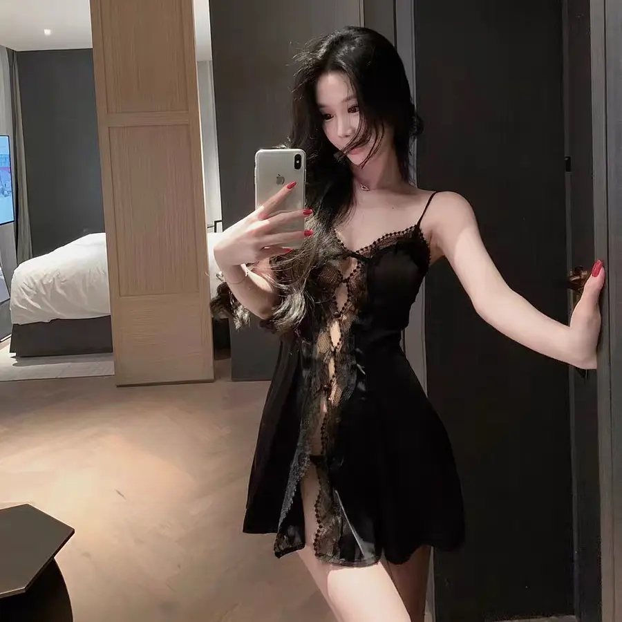 法式甜美纯欲睡裙蕾丝2025新款冰丝夏季性感露背吊带高级感睡衣