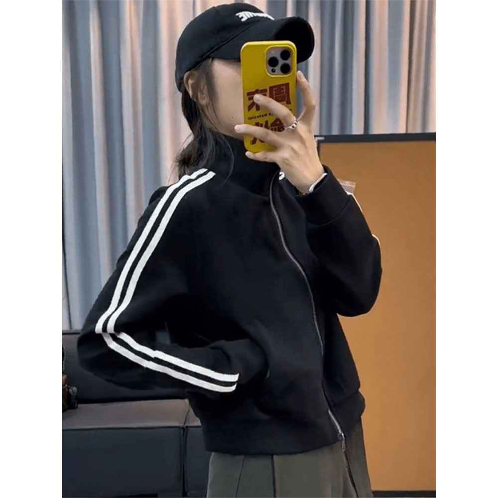 高含棉黑色ins运动棒球服外套女春季2026新款休闲时尚小个子卫衣