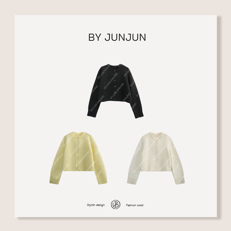 Byjunjun 小奶羊绵羊毛开衫2025冬季新品时尚休闲显瘦针织衫