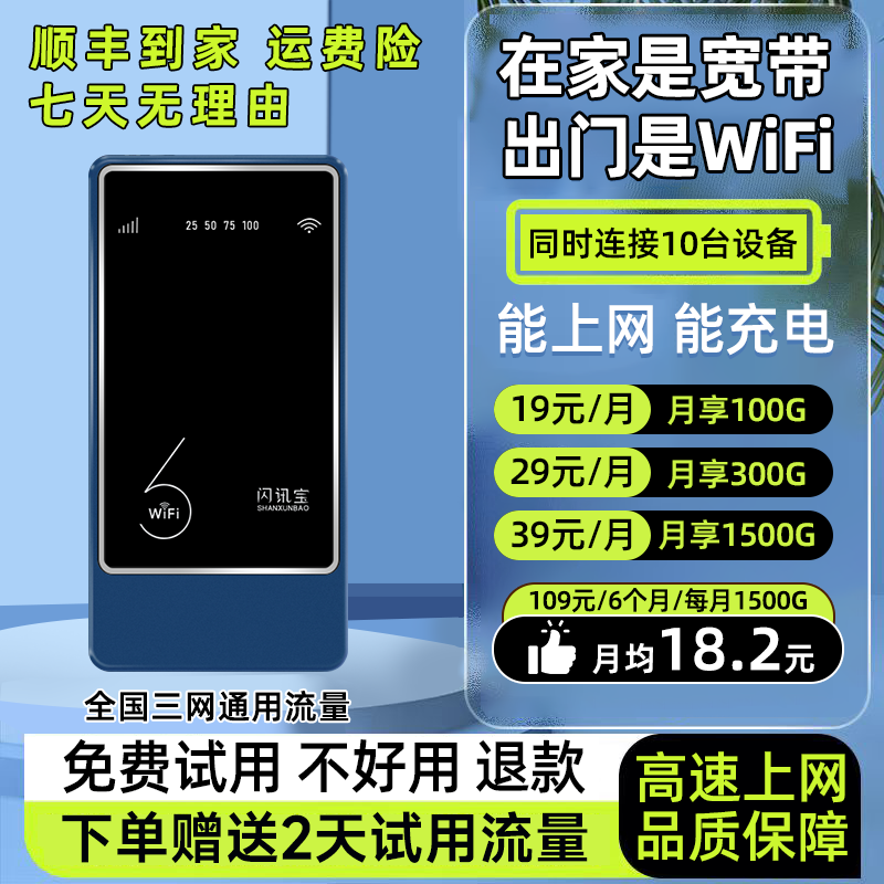 随身wifi6无线网络路由器移动充电宝随身wifi二合一车载户外宽带
