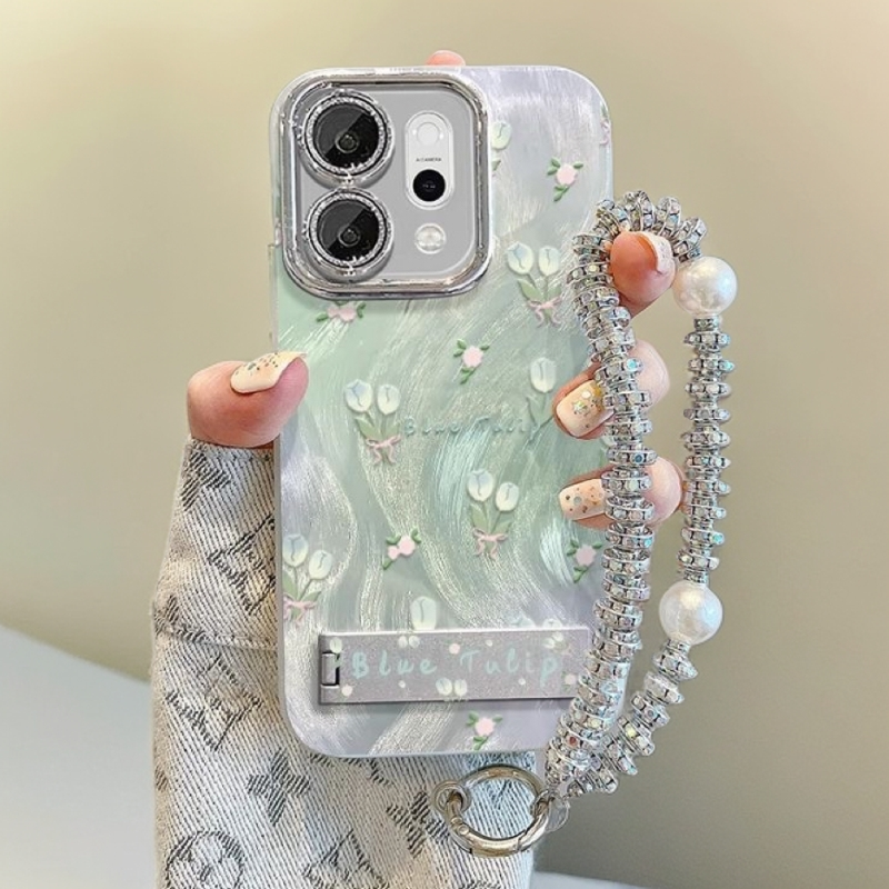 郁金香适用OPPO Reno14简约手机壳新款14Pro女款全包防摔手链支架