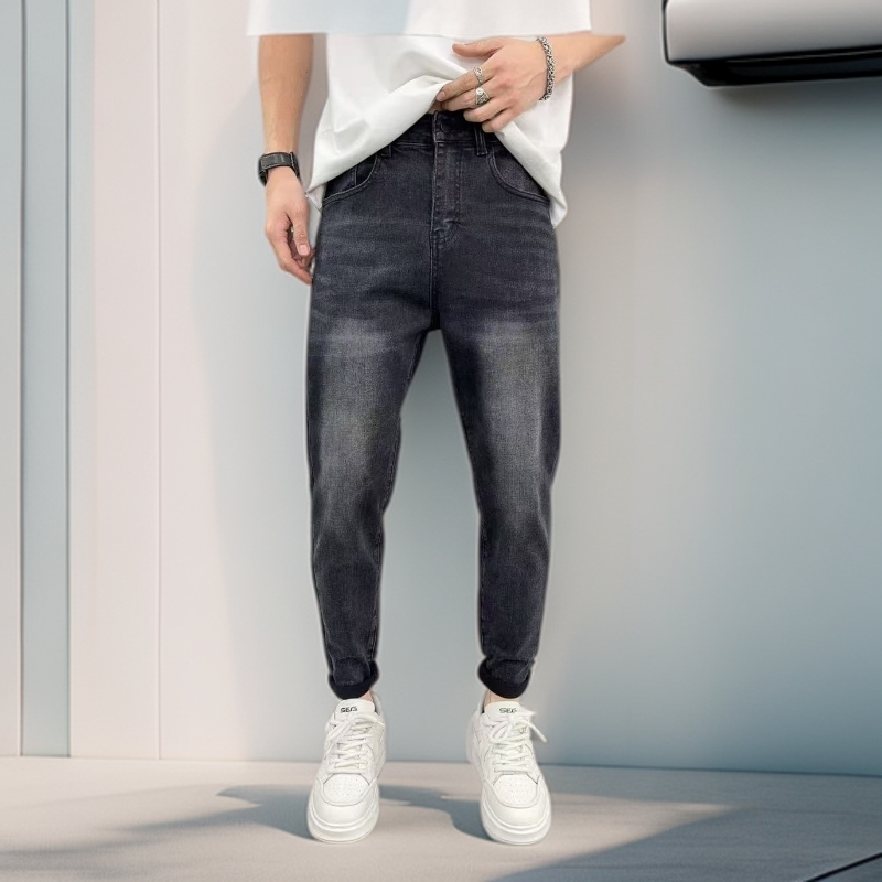 秋冬新款男士百搭高级灰修身显瘦弹力牛仔裤（9512）