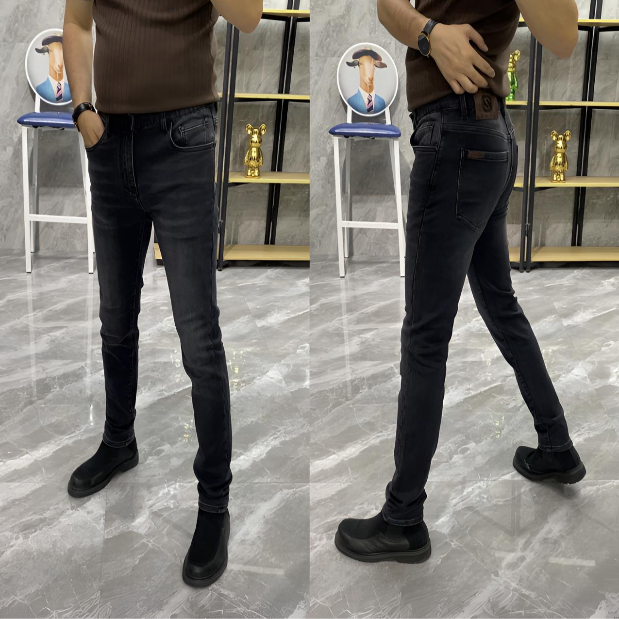 高品质男士灰休闲百搭修身弹力牛仔裤高品质韩版休闲时尚百搭