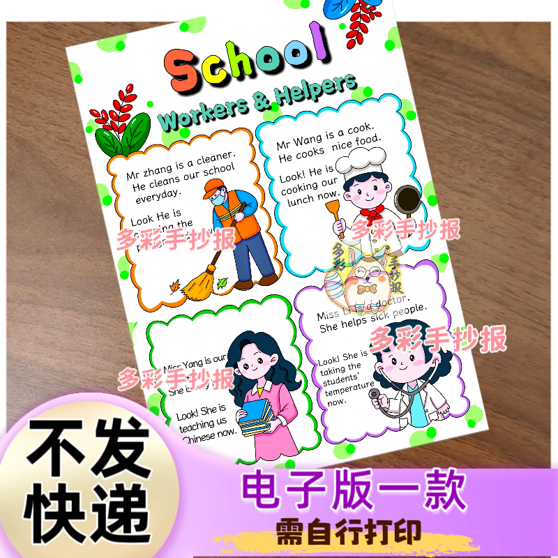 【1576】四上英语学校工作者学校帮手海报竖版电子版