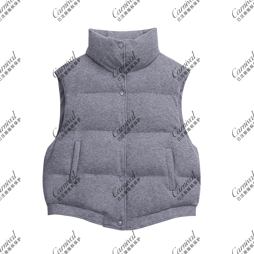 秋季百搭宽松时尚通勤保暖立领秋冬马甲女设计坎肩外套J5831#