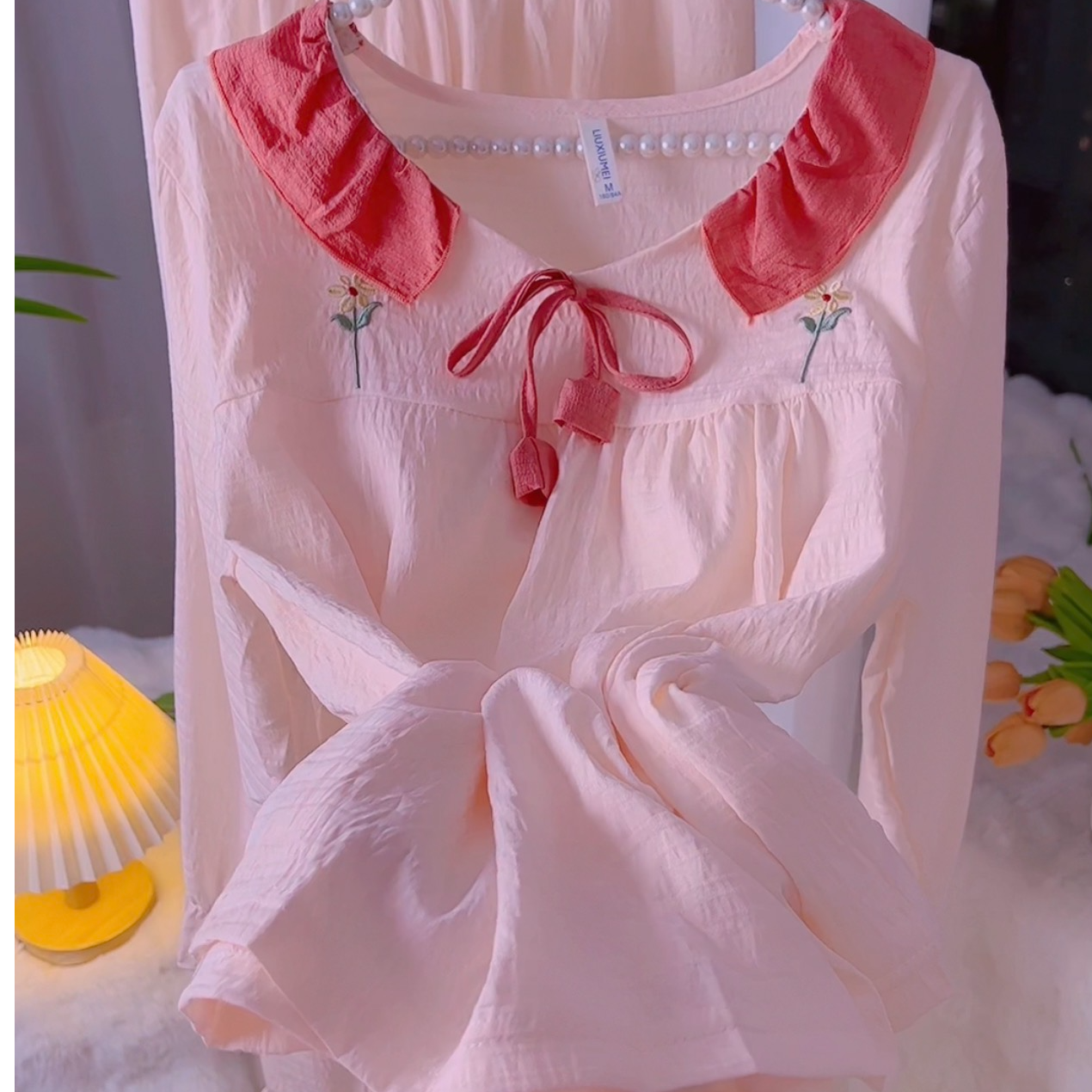 新款秋季软棉长袖长裤睡衣甜美居家服女睡衣