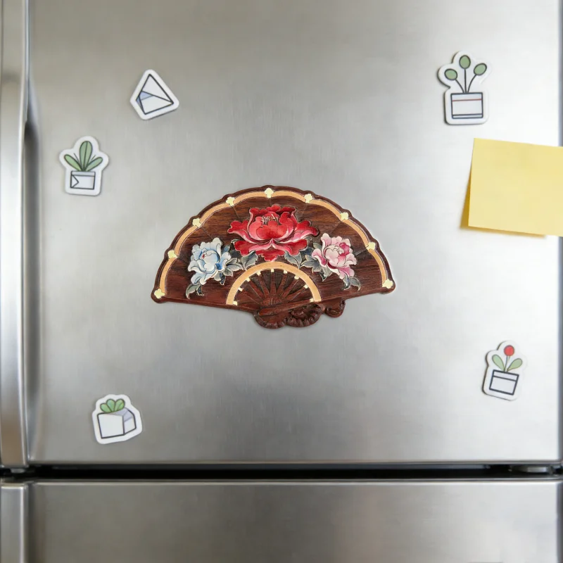 【国色天香】红木雕刻磁吸冰箱贴开瓶器diy定制文创礼品装饰木质