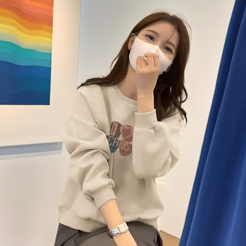 山东即墨加绒保暖卫衣女2025新款秋冬时尚宽松显瘦圆领上衣打底衫